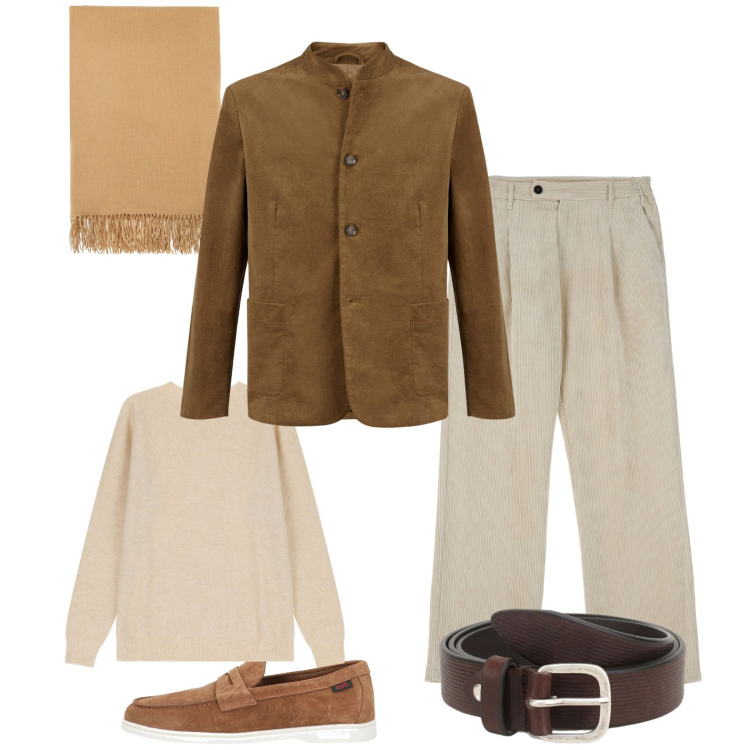 Outfit uomo - Velluto un tocco di lusso. Stile Business/Elegante per Serata speciale. Abbinamento con pantaloni, cinture, sciarpe, pullovers, giacche, scarpe stringate.
