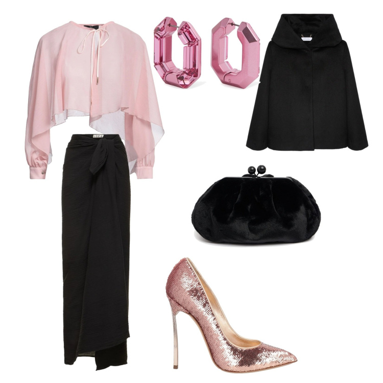 Outfit donna - Matrimonio a gennaio. per Cerimonia. Abbinamento con camicie, décolleté, cappe, gonne, pochette, orecchini.