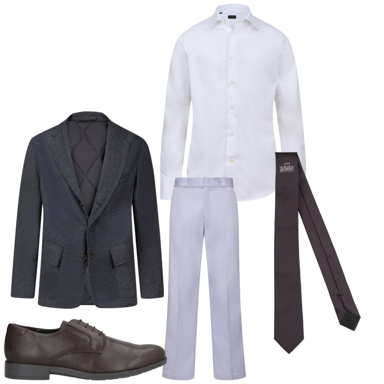 Outfit uomo - La cravatta. Stile Business/Elegante per Ufficio. Abbinamento con cravatte, scarpe stringate, giacche, pantaloni, camicie.