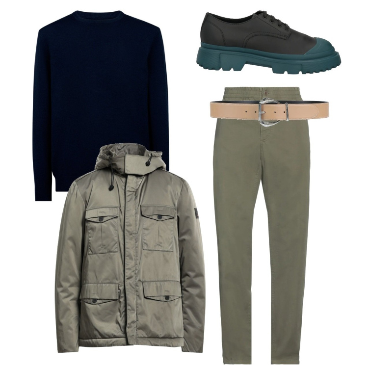 Outfit uomo - Il cappotto sahariana. Stile Casual per Tutti i giorni. Abbinamento con giacche, scarpe stringate, cinture, pantaloni, maglieria.