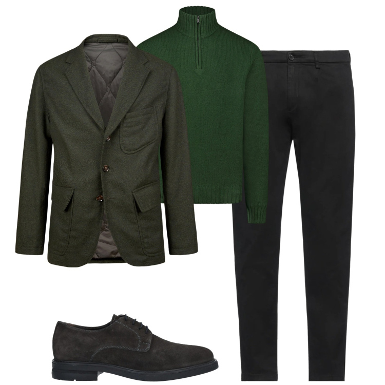 Outfit uomo - Total look #2036397. Stile Urban per Tutti i giorni. Abbinamento con scarpe stringate, pantaloni chino, giacche, maglieria.
