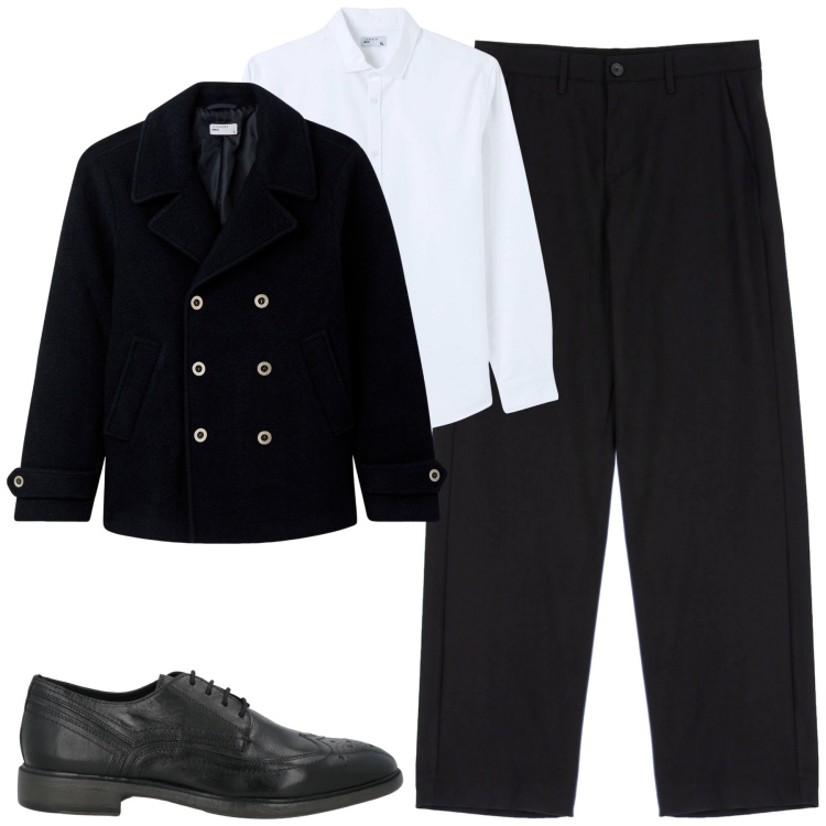 Outfit uomo - City. Stile Urban per Tutti i giorni. Abbinamento con scarpe stringate, cappotti, camicie, pantaloni.