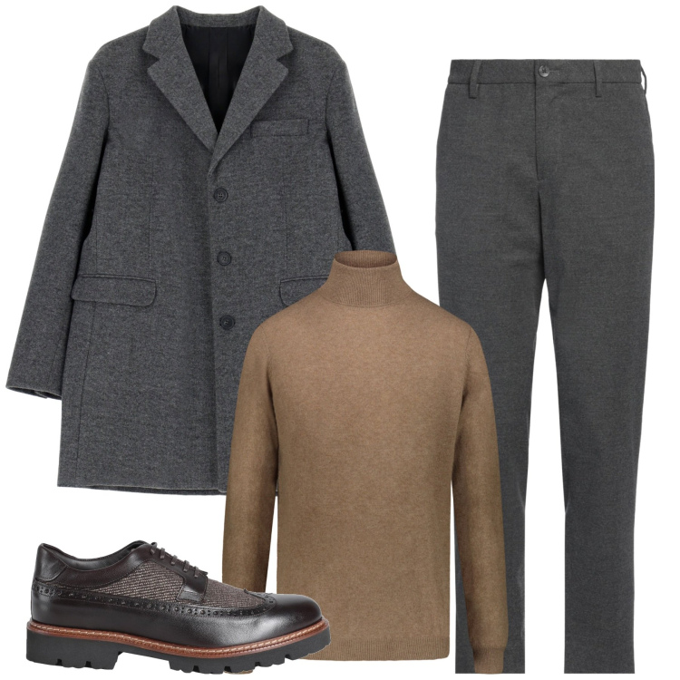 Outfit uomo - City. Stile Business/Elegante per Tutti i giorni. Abbinamento con pantaloni chino, scarpe stringate, cappotti, maglieria.