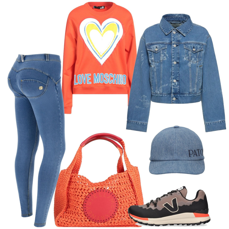 Outfit donna - Total look #2036445. Stile Casual per Sport. Abbinamento con felpe, borse a mano, jeggings, cappelli, blazer, sneakers.