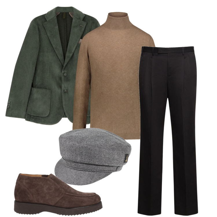 Outfit uomo - Il cappello Borsalino. Stile Trendy per Serata speciale. Abbinamento con cappelli, stivali e stivaletti, giacche, maglieria, pantaloni.