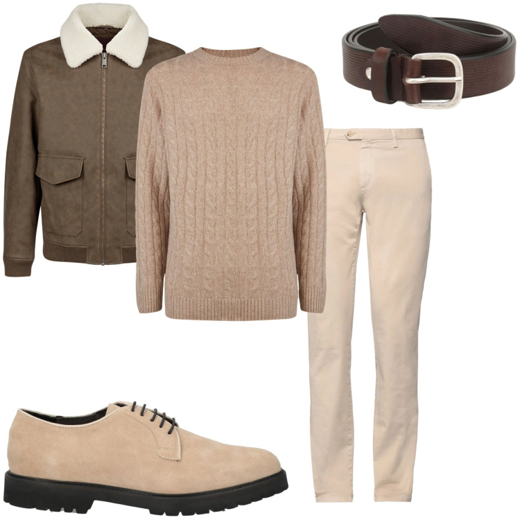 Outfit uomo - Trandy per la giornata. Stile Trendy per Tutti i giorni. Abbinamento con pantaloni, scarpe stringate, cinture, giacche, maglieria.