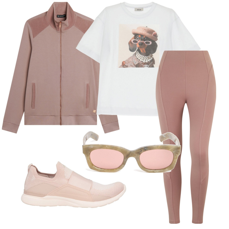Outfit donna - Urban sport. Stile Urban per Sport. Abbinamento con sneakers, pantaloni skinny, felpe, t-shirt, occhiali da sole.