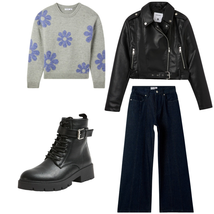 Outfit donna - Voglia di primavera. Stile Basic per Tutti i giorni. Abbinamento con jeans, maglieria, giacche, anfibi.