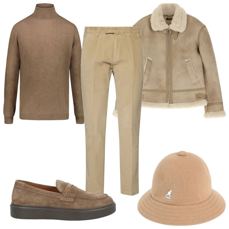 Outfit uomo - Total look #2036746. Stile Trendy per Tutti i giorni. Abbinamento con scarpe stringate, cappelli, giacche, maglieria, pantaloni.