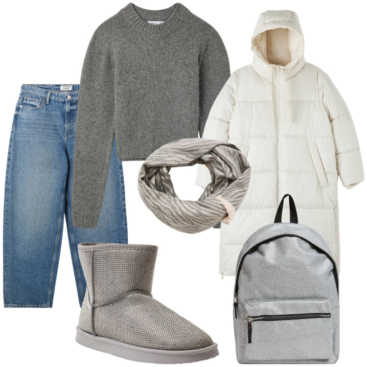 Outfit donna - Terranova. Stile Casual per Tutti i giorni. Abbinamento con stivali, maglieria, piumini, jeans, sciarpe, zaini.