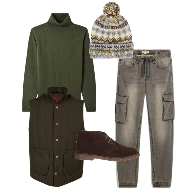 Outfit uomo - Un berretto vivace. Stile Casual per Tutti i giorni. Abbinamento con jeans slim fit, stivali e stivaletti, maglieria, piumini, berretti.