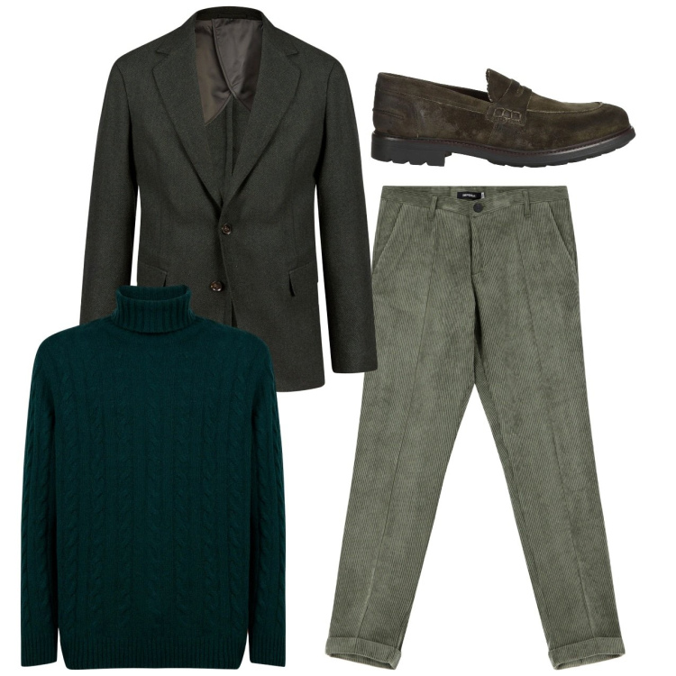 Outfit uomo - Carezzevole velluto. Stile Trendy per Tutti i giorni. Abbinamento con scarpe stringate, pantaloni, giacche, maglieria.