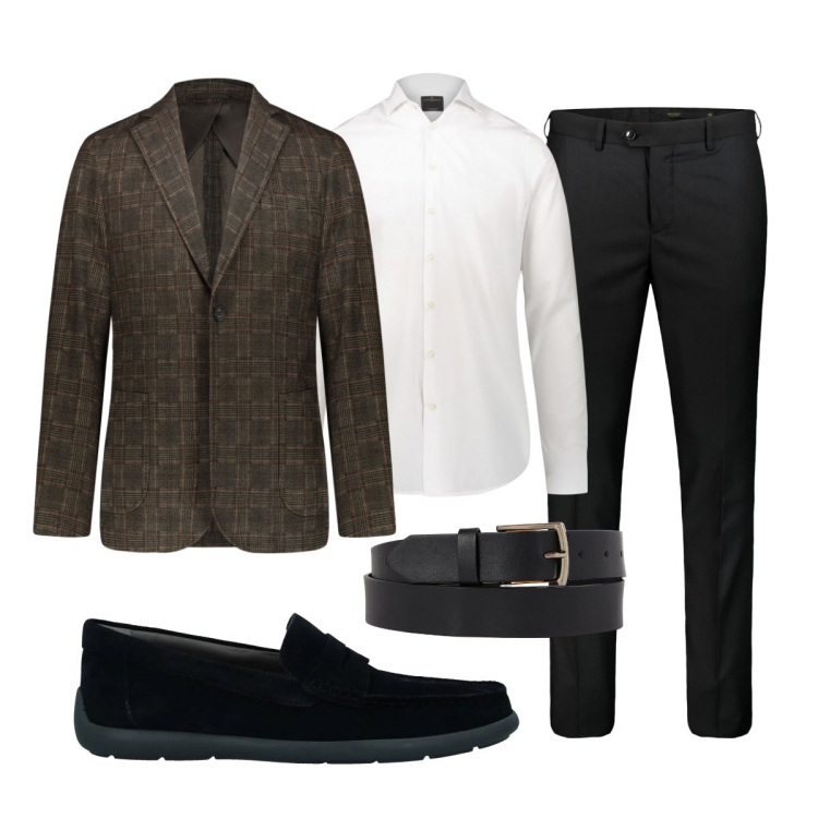 Outfit uomo - Total look #2037038. Stile Trendy per Serata speciale. Abbinamento con scarpe stringate, camicie, giacche, pantaloni, cinture.