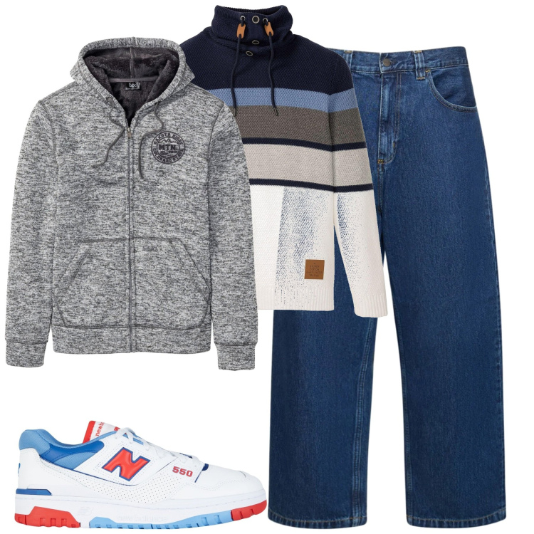 Outfit uomo - Total look #2037127. Stile Casual per Tutti i giorni. Abbinamento con maglieria, giacche, sneakers, jeans.