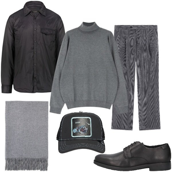 Outfit uomo - Il berretto. Stile Casual per Ufficio. Abbinamento con scarpe stringate, maglieria, sciarpe, pantaloni, giacche, cappelli.