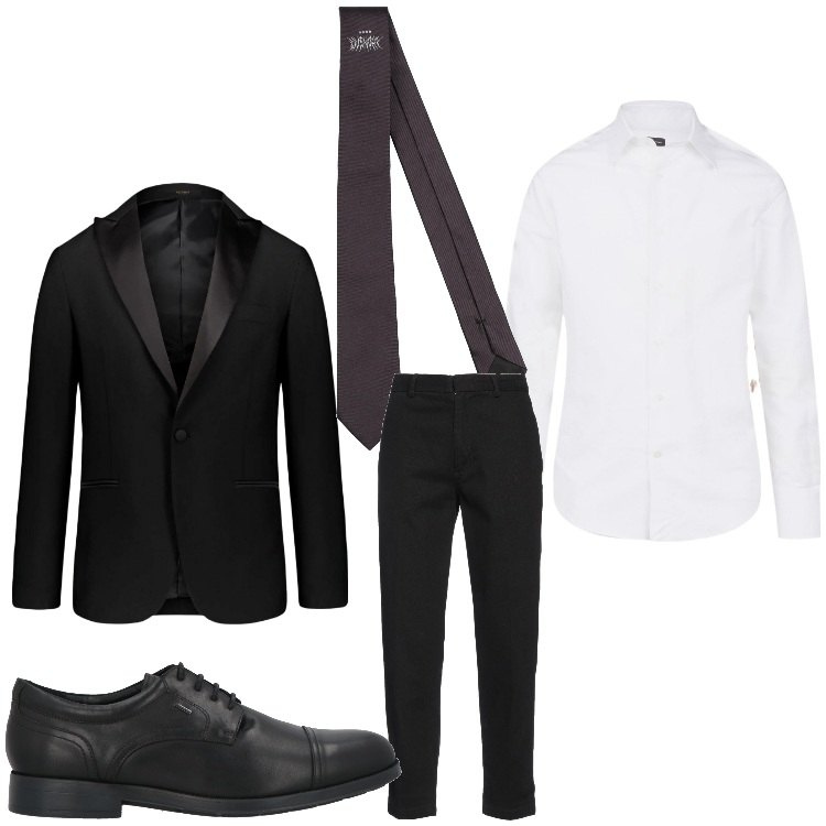 Outfit uomo - Classico da cerimonia. Stile Business/Elegante per Cerimonia. Abbinamento con pantaloni, cravatte, scarpe stringate, abiti, camicie.