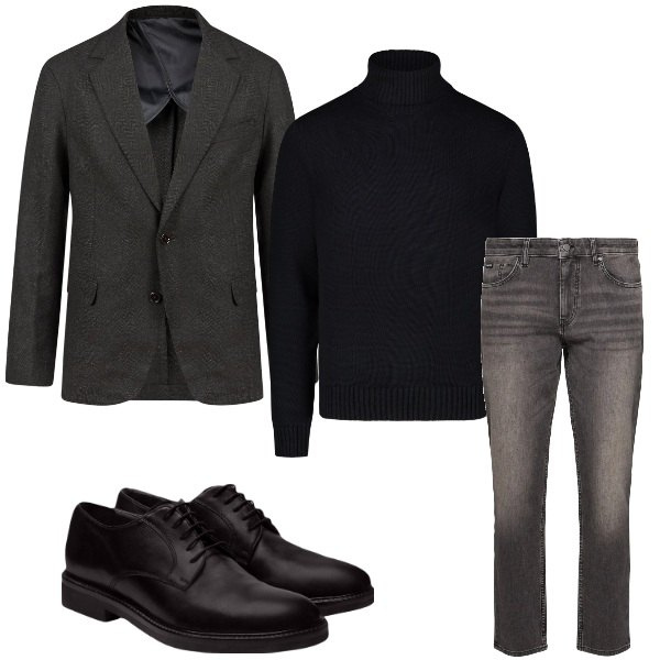 Outfit uomo - Casual chic per l\'ufficio. Stile Casual per Ufficio. Abbinamento con scarpe stringate, giacche, maglieria, jeans.