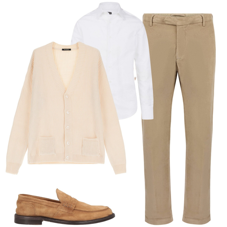 Outfit uomo - Total look #2037214. Stile Urban per Tutti i giorni. Abbinamento con scarpe stringate, cardigans, camicie, pantaloni.