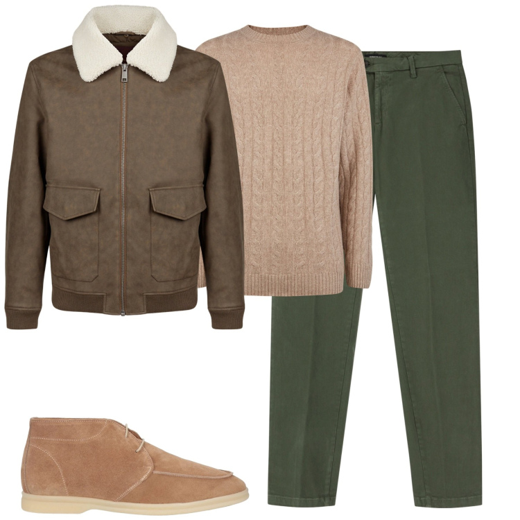 Outfit uomo - City. Stile Urban per Tutti i giorni. Abbinamento con stivali e stivaletti, pantaloni chino, giacche, maglieria.