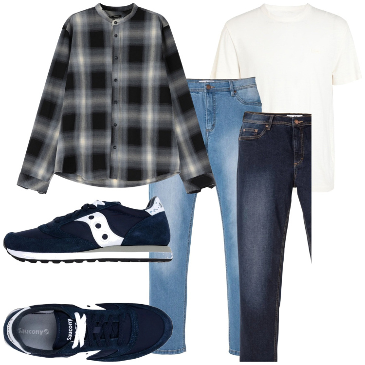 Outfit uomo - Total look #2037232. Stile Casual per Tutti i giorni. Abbinamento con jeans dritti, sneakers, t-shirt, camicie.