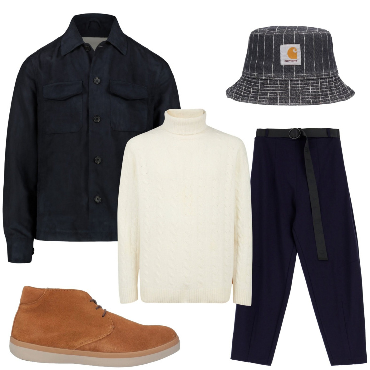 Outfit uomo - Il berretto per l\'inverno. Stile Trendy per Tutti i giorni. Abbinamento con stivali e stivaletti, pantaloni, maglieria, giacche, cappelli.
