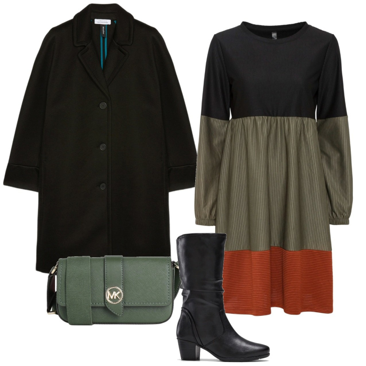 Outfit donna - Le balze. Stile Bon Ton per Tutti i giorni. Abbinamento con stivali, vestiti corti, borse a tracolla, cappotti.