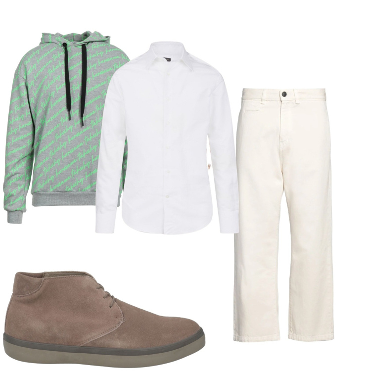 Outfit uomo - La felpa con camicia. Stile Trendy per Tutti i giorni. Abbinamento con felpe con cappuccio, jeans dritti, stivali e stivaletti, camicie.