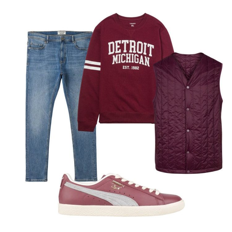 Outfit uomo - Total look #2037522. Stile Casual per Tutti i giorni. Abbinamento con sneakers, jeans skinny, felpe, piumini.