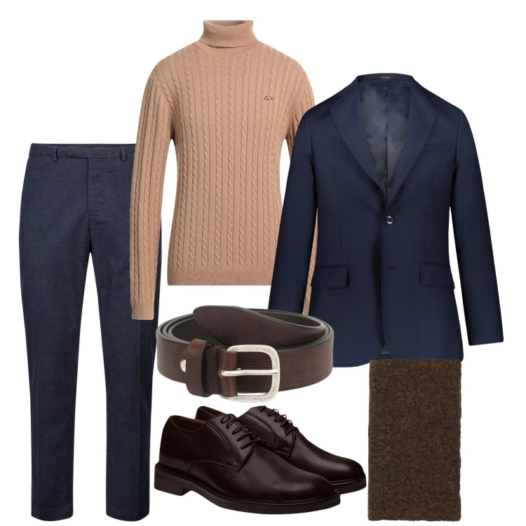 Outfit uomo - Fascinoso in dolcevita. Stile Trendy per Serata speciale. Abbinamento con maglieria, cinture, sciarpe, pantaloni, scarpe stringate, giacche.
