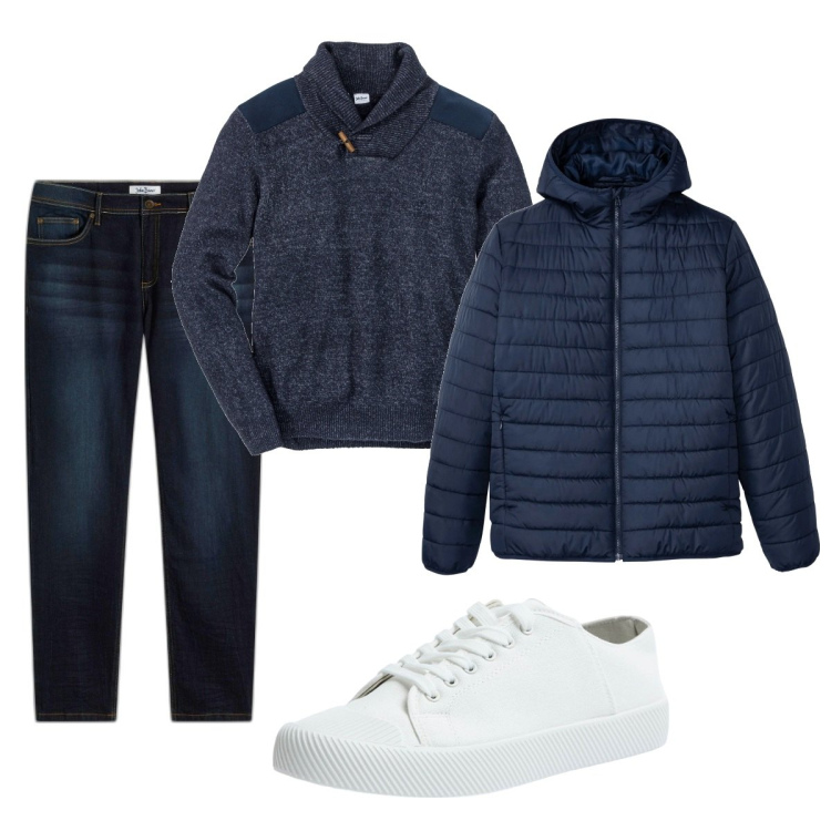 Outfit uomo - Total look #2037698. Stile Casual per Tutti i giorni. Abbinamento con jeans slim fit, maglieria, giacche, sneakers.