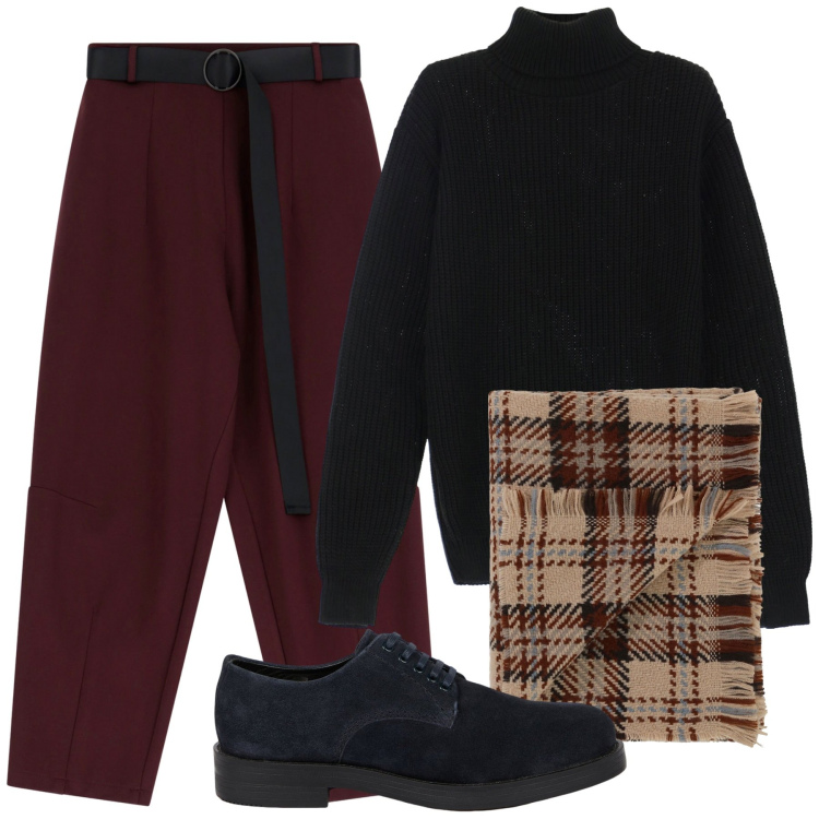 Outfit uomo - Total look #2037712. Stile Trendy per Tutti i giorni. Abbinamento con pantaloni, sciarpe, maglieria, scarpe stringate.