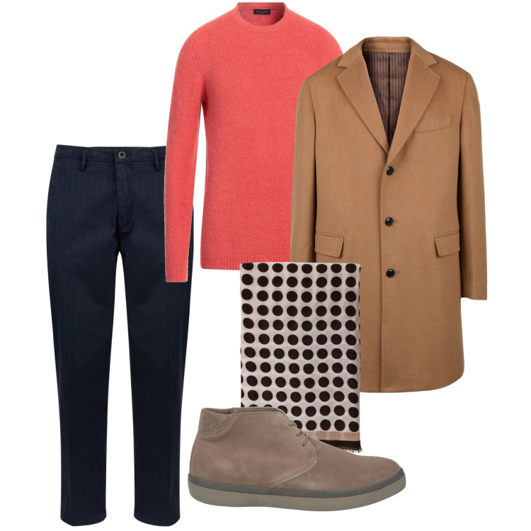 Outfit uomo - Un arancio vivace. Stile Urban per Tutti i giorni. Abbinamento con stivali e stivaletti, pullovers, sciarpe e foulard, cappotti, pantaloni.
