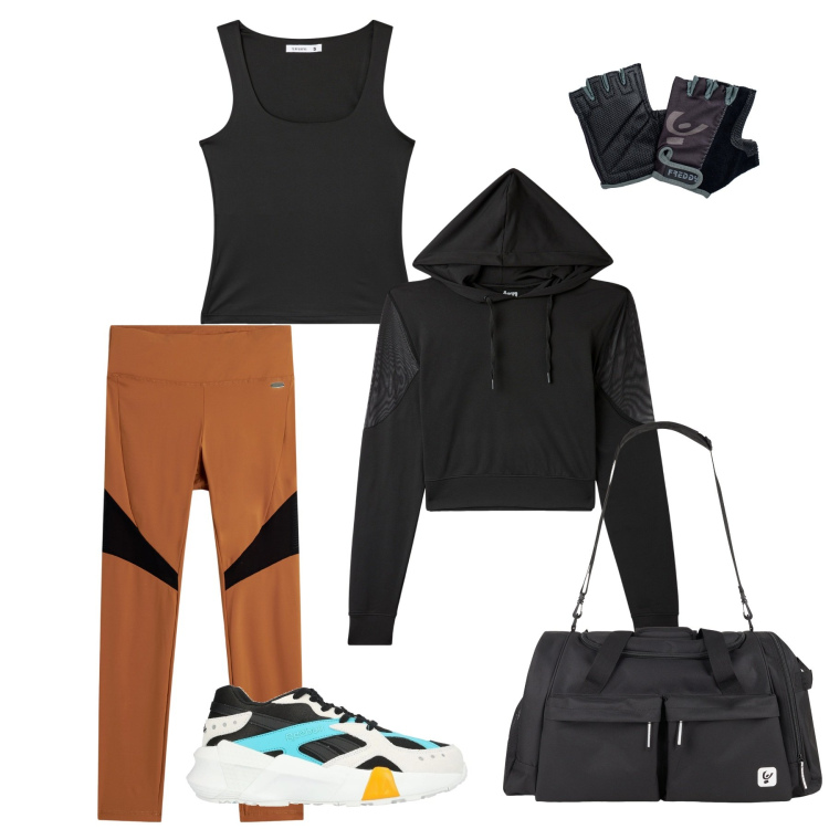 Outfit donna - Fit&fun. Stile Basic per Sport. Abbinamento con sneakers, top sportivi, felpe sportive, guanti, borse sportive, leggings.