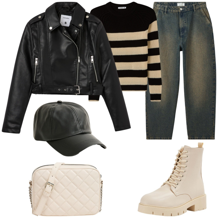 Outfit donna - Tutto Terranova. Stile Urban per Tutti i giorni. Abbinamento con maglieria, jeans, borse a tracolla, giacche, anfibi, cappelli.