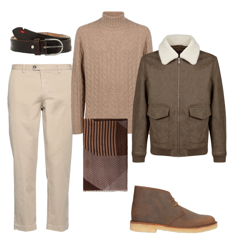 Outfit uomo - Il montone eco. Stile Trendy per Ufficio. Abbinamento con stivali e stivaletti, pantaloni, cinture, sciarpe, giacche, maglieria.