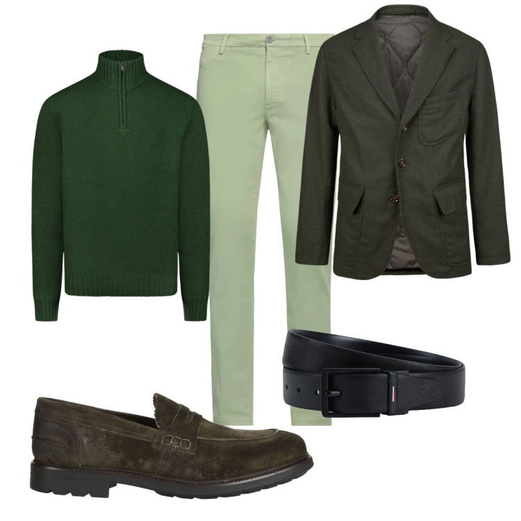 Outfit uomo - Total look #2037804. Stile Business/Elegante per Ufficio. Abbinamento con pantaloni chino, scarpe stringate, cinture, giacche, maglieria.
