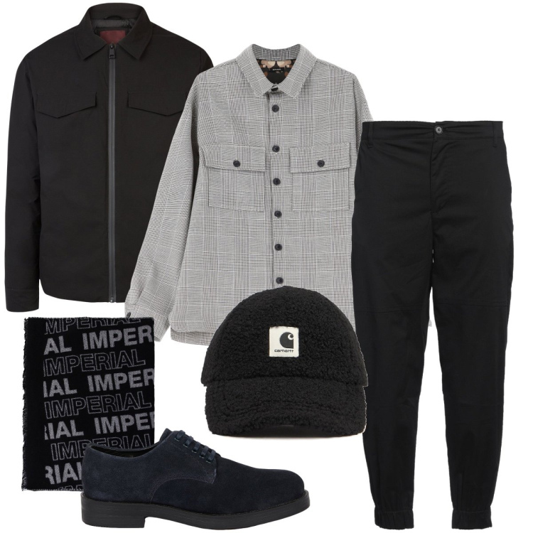 Outfit uomo - Il berretto teddy. Stile Business/Elegante per Serata speciale. Abbinamento con pantaloni, camicie, sciarpe, scarpe stringate, piumini, cappelli.