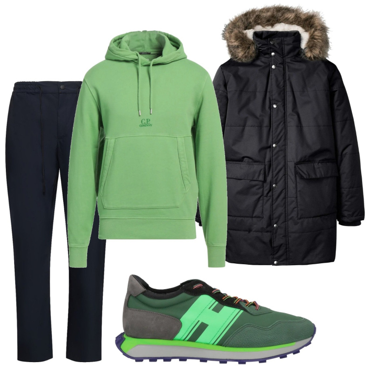 Outfit uomo - La felpa versatile. Stile Trendy per Tutti i giorni. Abbinamento con giacche, felpe con cappuccio, sneakers, pantaloni.