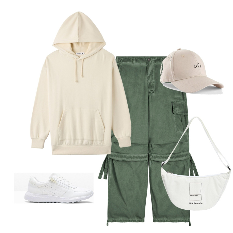 Outfit donna - Sporty. Stile Casual per Tutti i giorni. Abbinamento con sneakers, cappelli con visiera, marsupi, felpe con cappuccio, pantaloni cargo.