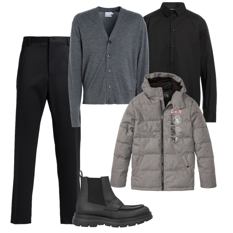 Outfit uomo - Cardigan chic. Stile Casual per Serata speciale. Abbinamento con giacche, cardigans, stivali e stivaletti, pantaloni, camicie.