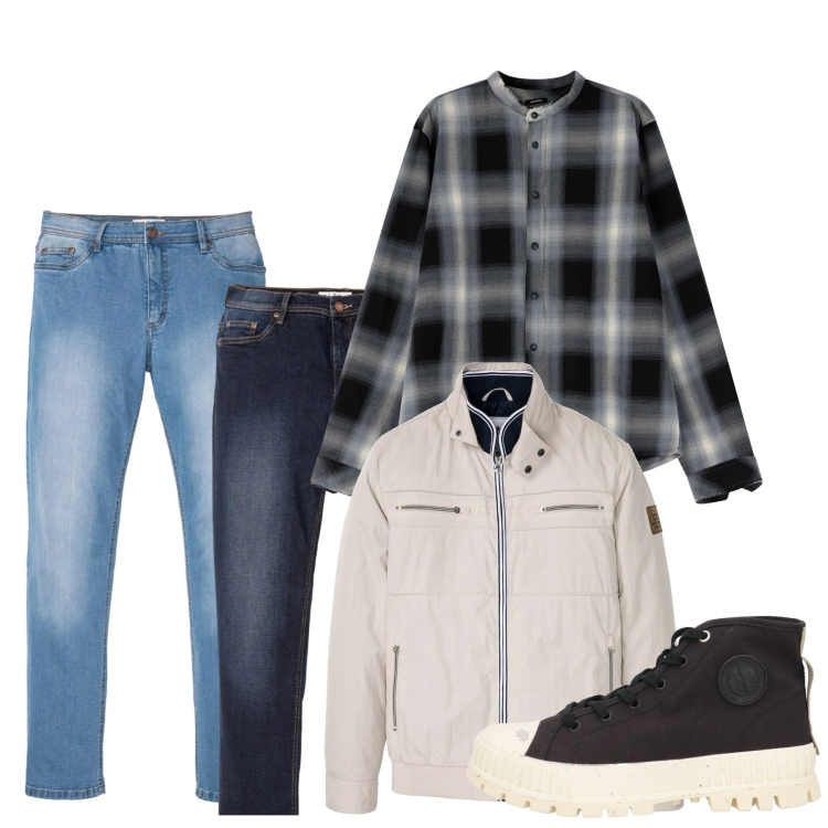 Outfit uomo - Fine settimana. Stile Casual per Tutti i giorni. Abbinamento con jeans dritti, giacche, stivali e stivaletti, camicie.