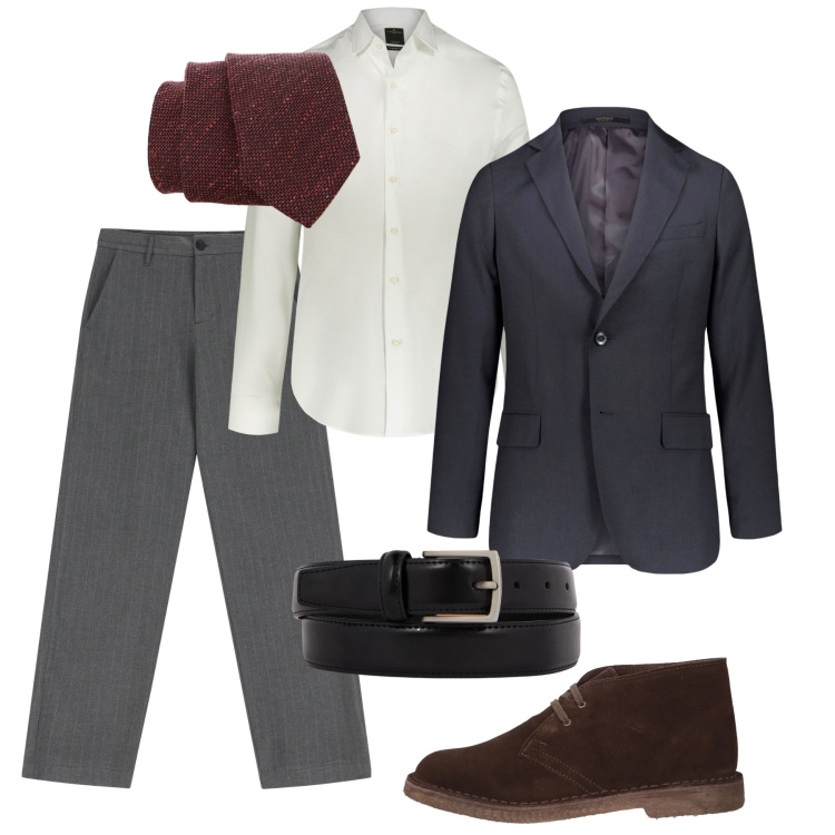 Outfit uomo - Ufficio e poi cena. Stile Business/Elegante per Ufficio. Abbinamento con stivali e stivaletti, cravatte, pantaloni, camicie, giacche, cinture.