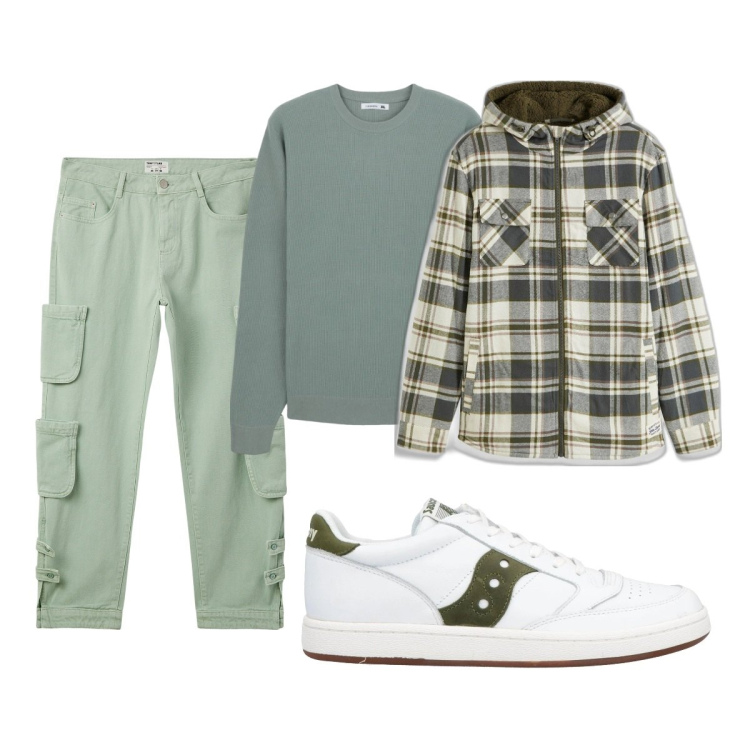 Outfit uomo - Total look #2038267. Stile Casual per Tutti i giorni. Abbinamento con cappotti, sneakers, maglieria, jeans.