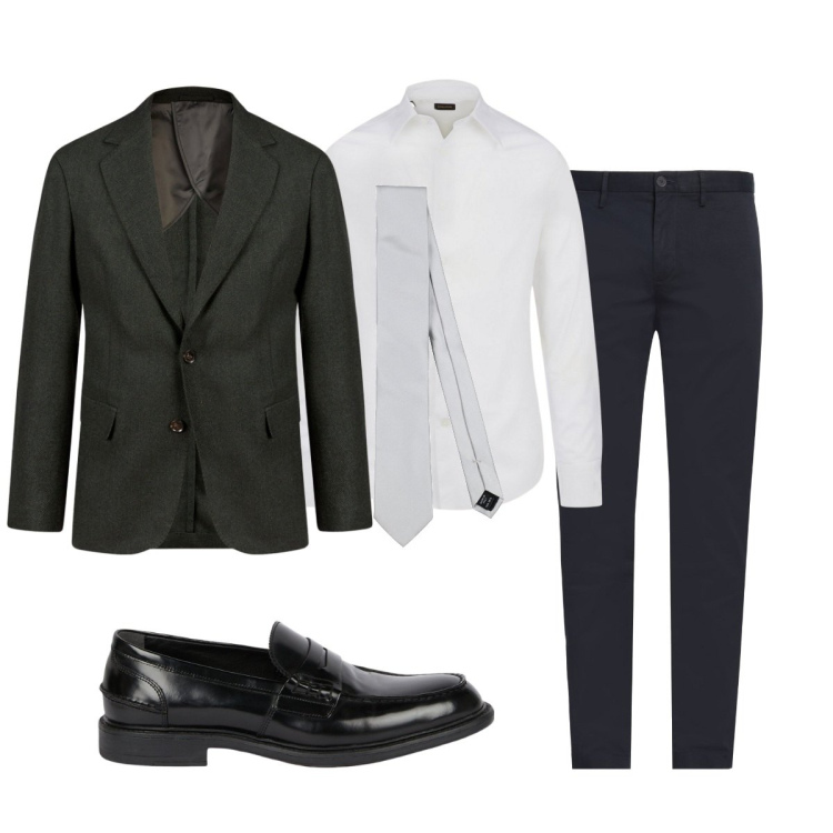 Outfit uomo - Total look #2038271. Stile Business/Elegante per Ufficio. Abbinamento con pantaloni chino, cravatte, camicie, giacche, scarpe stringate.