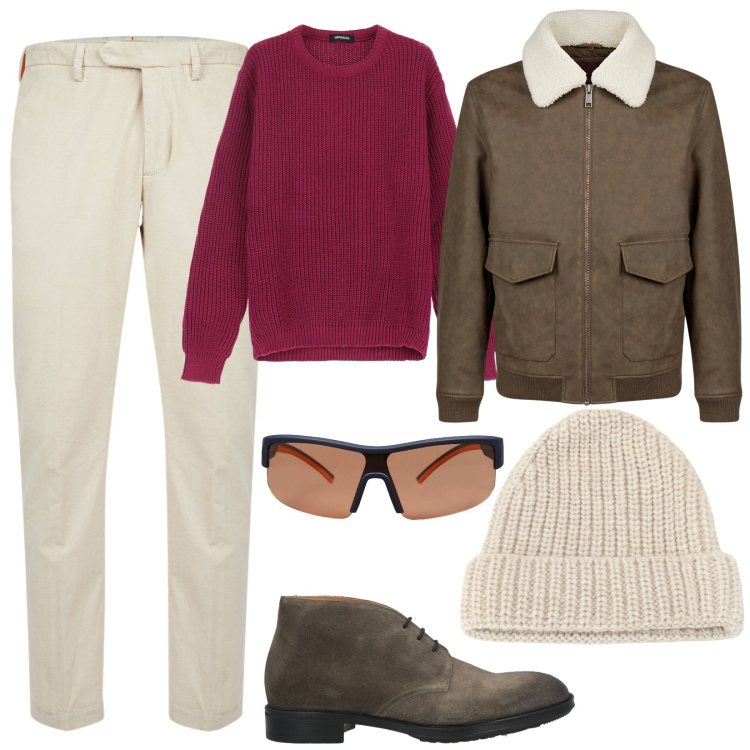 Outfit uomo - Un tocco di velluto. Stile Urban per Tutti i giorni. Abbinamento con stivali e stivaletti, occhiali da sole, berretti, maglieria, giacche, pantaloni.