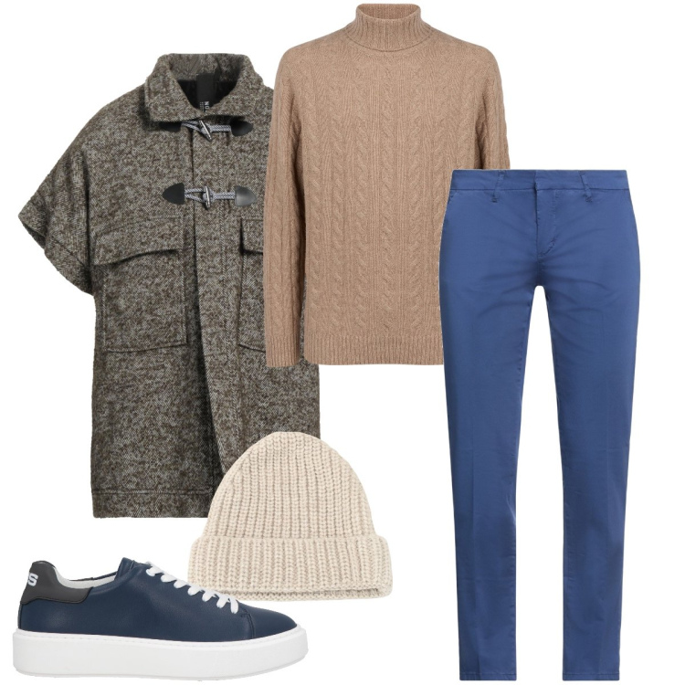 Outfit uomo - Maniche corte per il montgomery. Stile Trendy per Ufficio. Abbinamento con montgomery, pantaloni, sneakers, berretti, maglieria.