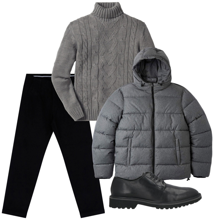 Outfit uomo - Il pullover nordico. Stile Casual per Serata speciale. Abbinamento con maglieria, scarpe stringate, piumini, pantaloni chino.
