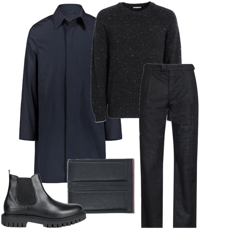 Outfit uomo - La maglia puntinata. Stile Business/Elegante per Serata speciale. Abbinamento con pullovers, stivali e stivaletti, jeans, portafogli, giacche.