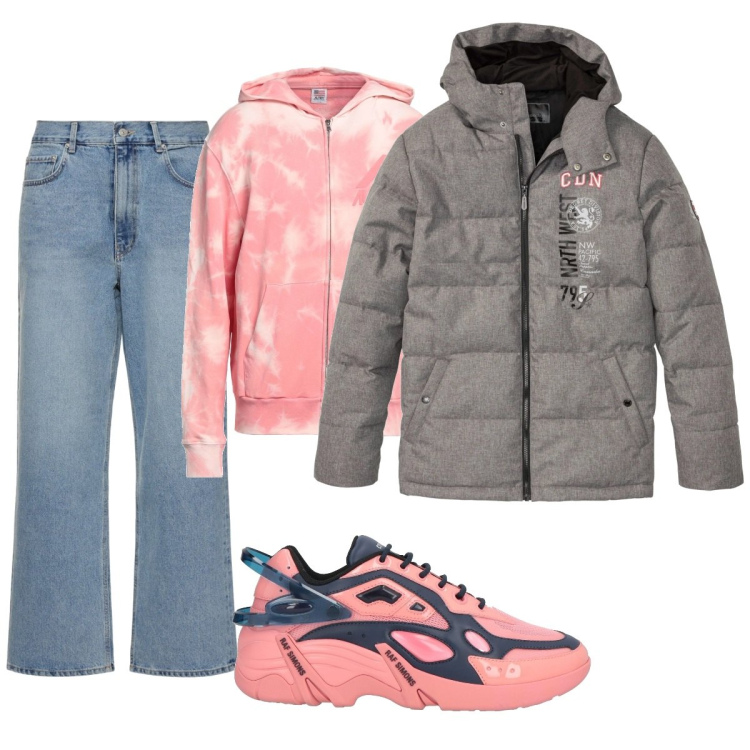 Outfit uomo - Total look #2038445. Stile Casual per Tutti i giorni. Abbinamento con giacche, felpe con cappuccio, sneakers, jeans.