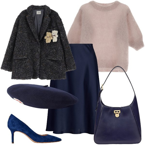 Outfit donna - Total look #2038564. Stile Bon Ton per Tutti i giorni. Abbinamento con gonne, décolleté, borse a spalla, berretti, maglieria, blazer.